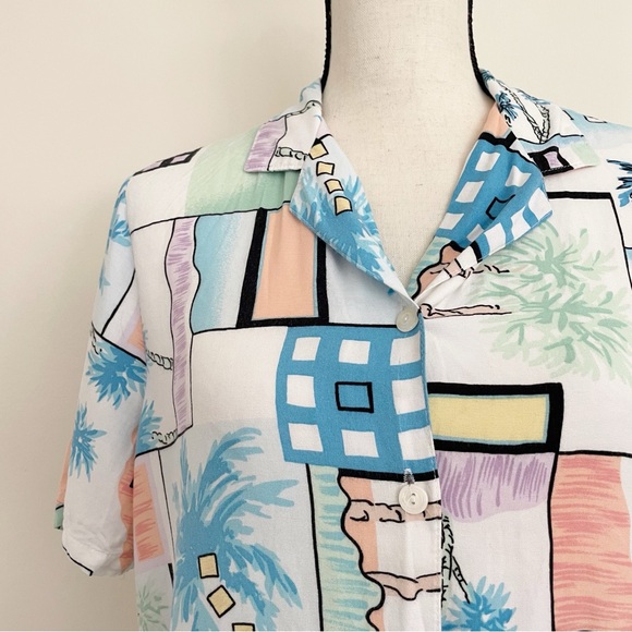 SOLD :: Vintage 90s Vacation Print Button Down Shirt - Picture 2 of 5